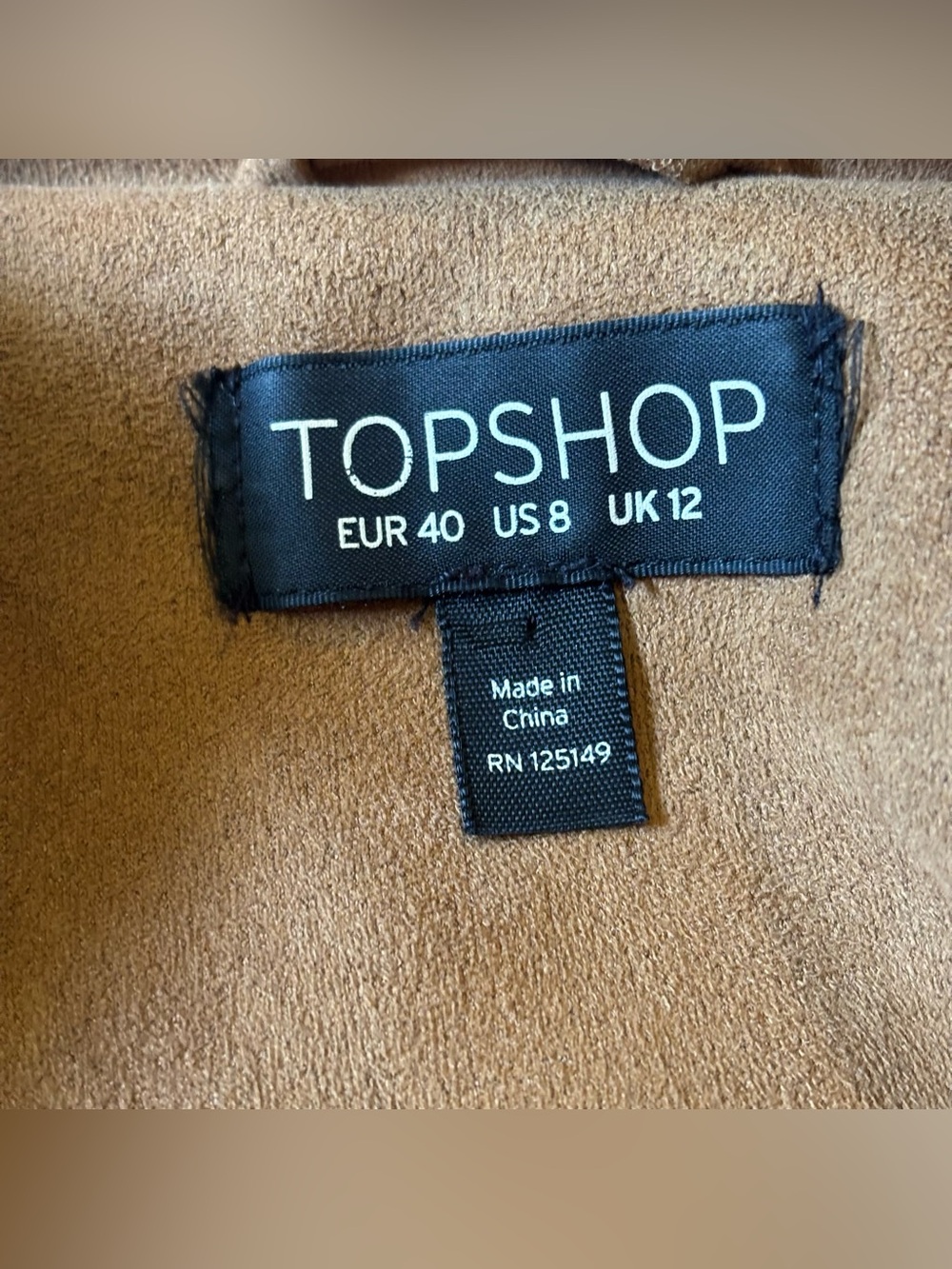 Topshop Women’s Sz 8 Faux leather metal zippers camel moto jacket - Picture 7 of 11
